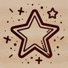 A geometric star symbol with five points.