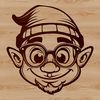A cheerful Christmas elf wearing glasses, dressed in festive attire, perfect for holiday designs.