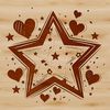 A stylized star shape decorated with red love hearts, ideal for Christmas or xmas designs.