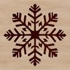A delicate six-pointed snowflake design made from intricate vector lines and curves.