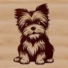 Yorkie Silhouette in a Relaxed Pose A small breed dog with a long, slender body, sitting on its haunches.