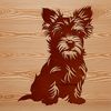 Sitting Small but Mighty Dog Breed - Yorkie Clipart A sitting dog breed with a compact body and erect ears, identified as a Yorkshire Terrier.