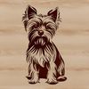 Vector illustration of a sitting Yorkshire Terrier dog breed, suitable for digital design and printing.