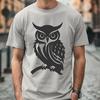 Realistic Owl Silhouette in Beautiful Vector Art A realistic illustration of a bird perched on a branch, showcasing the owl's full body.
