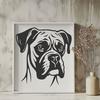 Muscular Male Boxer Dog Head Illustration A vector illustration of a male Boxer dog's head with a muscular build and distinctive wrinkles.
