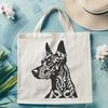 Doberman Breed Profile Ornament Design An ornate design featuring the profile of a Doberman Pinscher breed of dog.