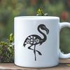 Exotic Bird Illustration in Ornate Details A full-body illustration of a flamingo in a naturalistic pose, with ornate details and decorative elements.