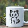 Colorful Cat Silhouette with Detailed Lines An SVG vector graphic image depicting a cute animal, specifically a cat, with its entire body visible and depicted in detail.