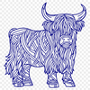 Beautiful Standing Highland Cow In DXF - Commercial Use