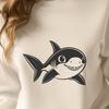 Colorful Cartoon Shark SVG Clip Art A cartoon shark illustration created as a vector graphic for digital use.