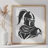 Fantasy Armor Design SVG File A medieval-inspired illustration of a knight in armor, suitable for digital design and cutting machine applications.