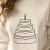 Customizable Line Art Birthday Cake Design A simple line drawing design of a birthday cake with candles.