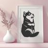 Creative Sitting Shiba Inu Digital Drawing