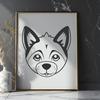 Artistic Husky Vector Drawing - Free PNG Download