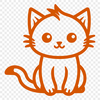 Creative Sitting Cat Vector Drawing