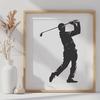 Golfer Digital Drawing In SVG, PNG, PDF And DXF File Formats