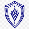 Geometric Shield Graphic with Symmetrical Design A geometric shield graphic with bold lines and symmetrical design elements.