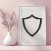 Geometric Shield Pattern Vector Illustration A detailed, high-contrast vector illustration of a shield with geometric patterns.