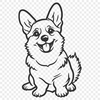 Artistic Sitting Welsh Corgi Vector Art