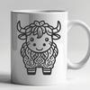 Standing Highland Cow Drawing - Free PDF