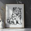 Beautiful Shetland dog clip art in high-quality SVG format A seated dog breed known as the Shetland sheepdog in a vector format.