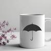 Compact Umbrella Silhouette Against a Gray Rainy Sky A simple outline illustration of a compact umbrella against a gray sky with rain.