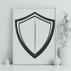 A stylized shield graphic created in vector format.