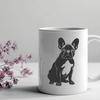 Cute Cartoon Dog Silhouette A sitting French Bulldog with a flat face and bat ears, suitable for use in design projects.