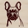 French Bulldog Portrait A close-up illustration of a French Bulldog's head, showcasing the breed's distinctive features.