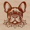 Stylized Pet Portrait with Floral Pattern A stylized illustration of a French Bulldog's head with a floral pattern.