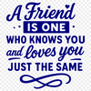 A collection of inspirational words about friendship in a clean vector design.