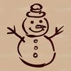 Winter Wonderland Cartoon Snowman A cartoon snowman made from stacked snow blocks, wearing a top hat and scarf.