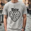 Fresh Strawberry Graphic Illustration An SVG graphic representation of a whole fresh strawberry fruit with green leaves.