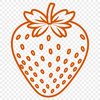 Rounded Strawberry Illustration A detailed illustration of a strawberry fruit with rounded seeds and a green stem.