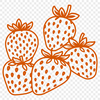 Red Berry with Green Leaves Illustration A red strawberry fruit with green leaves and stem.