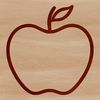 Red Apple Silhouette A stylized illustration of a single red apple with green leaves.