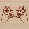 A detailed illustration of a video game controller with buttons and sticks.