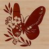 A colorful illustration of a butterfly perched on a floral pattern.