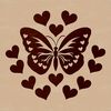 Butterfly Love Design SVG A colorful butterfly with love hearts on its wings, ideal for gardening designs or illustrations.