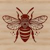 An ornate design featuring a stylized bee insect for gardening or crafting purposes.