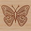 A colorful illustration of a butterfly in mid-flight, suitable for use in gardening designs and templates.