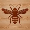 A stylized illustration of a bee, a common insect found in gardens.