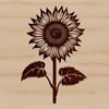 Close-Up Floral Design with Dark Center A close-up illustration of a sunflower with large yellow petals and a dark center.