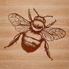 A colorful illustration of a bee in mid-air, ready to land on a flower.