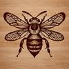 A colorful illustration of a busy honey bee collecting nectar from a flower.