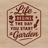 Gardening motivational quote in vector format with clean lines and simple design elements.
