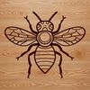 Illustrated bee insect clip art vector graphic for gardening designs.