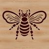 An SVG graphic representation of a busy bee, ideal for use in gardening-themed projects and designs.