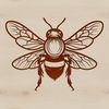 A simple illustration of a bee in flight, suitable for gardening or craft projects.