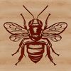 A detailed illustration of a honeybee in mid-flight, suitable for gardening enthusiasts and designers.
